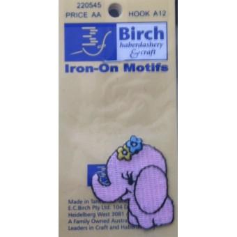 Motif - Iron On - Pink Elephant